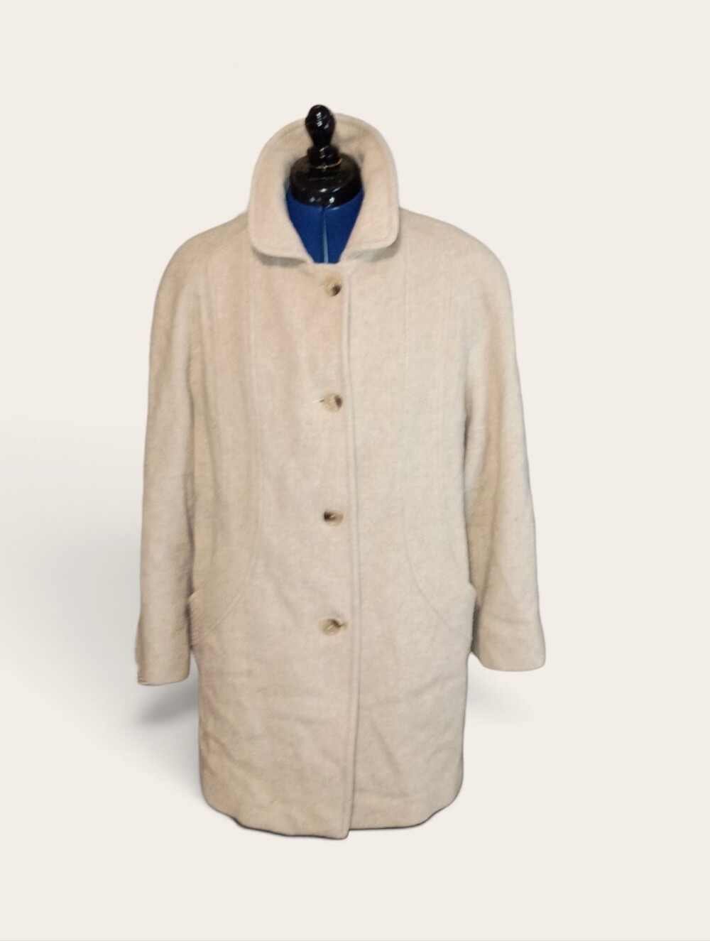 London Fog Cream Women's Single-Breasted Pea Coat
